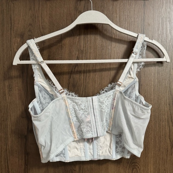 victoria’s secret light blue lace bustier/corset XL - Picture 2 of 3